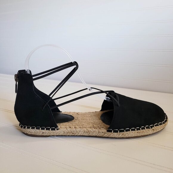 Eileen Fisher Sandals Womens 8.5 Black Nubuck Lee Espadrille Flats - Picture 1 of 9